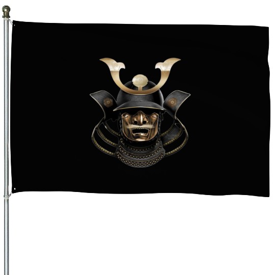 Japanese Samurai Mask Design House Flags