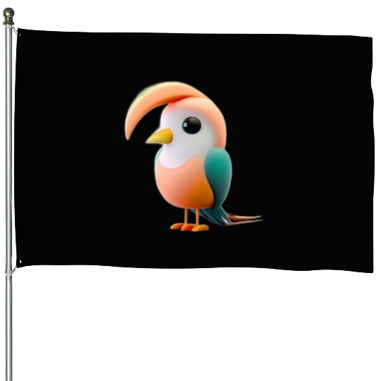 Cute Bird of Paradise 3D Render House Flags