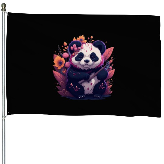 kawaii design cute panda House Flags