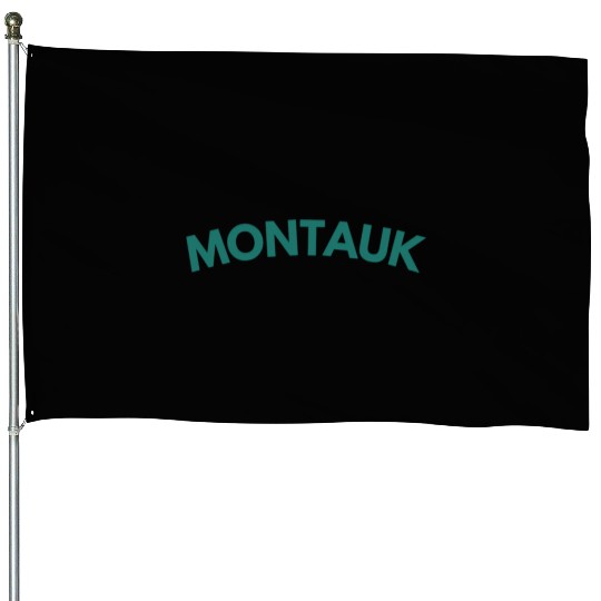 Montauk New York Vintage College Style (Green) House Flags