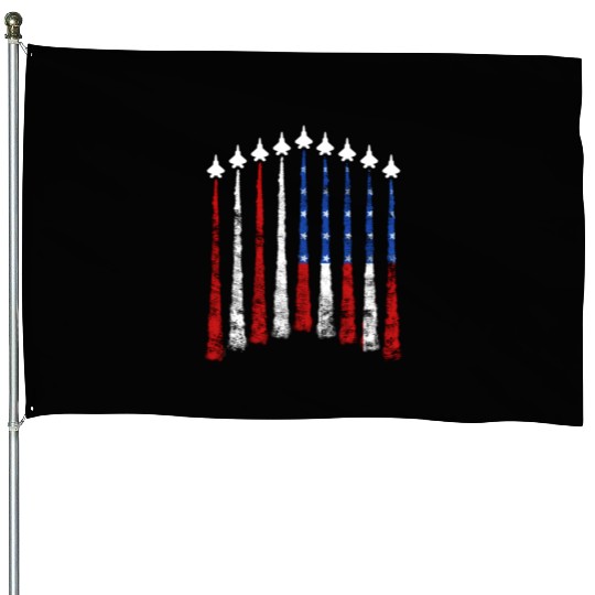 Fighter Air Plane Us Veterans y American Flag House Flags