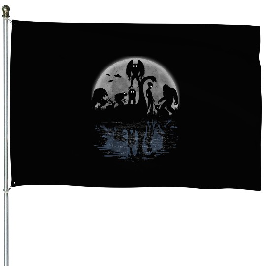 Bigfoot Loch Ness Monster Moth And Aliens Cryptid House Flags