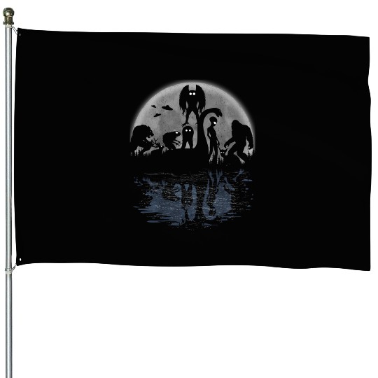 Bigfoot Loch Ness Monster Moth And Aliens Cryptid House Flags