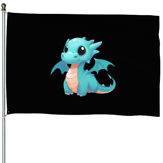 Baby Dragon Puppy House Flags