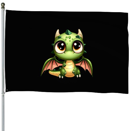 Big Eyes Dragon Puppy Dragon Babby House Flags