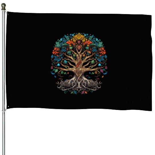 Epic Legendary Viking Tree of Life,Plant Lover House Flags
