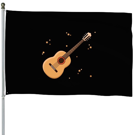 Cute Guitar Player Gift Kids Print House Flags