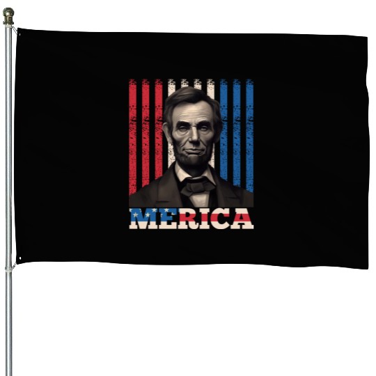 Merica Lincoln Independence Day Party 4th July House Flags