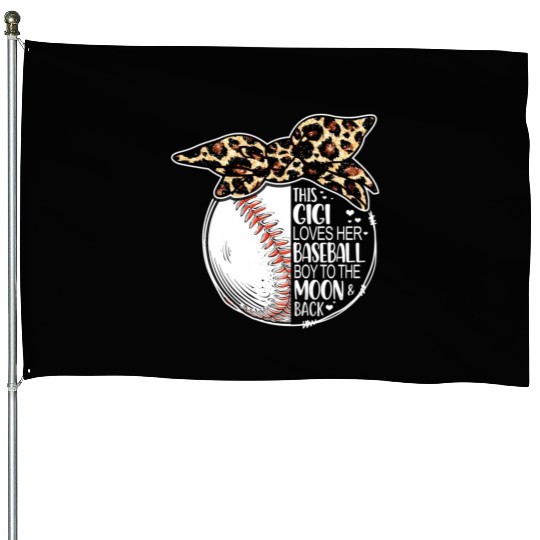 Baseball Gigi Vintage Leopard Messy Bun House Flags