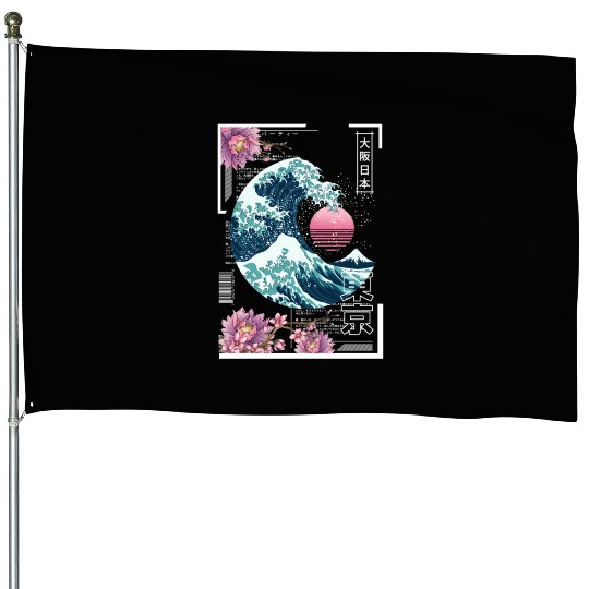 Vaporwave Synthwave 80'S Japan Japanese Great House Flags