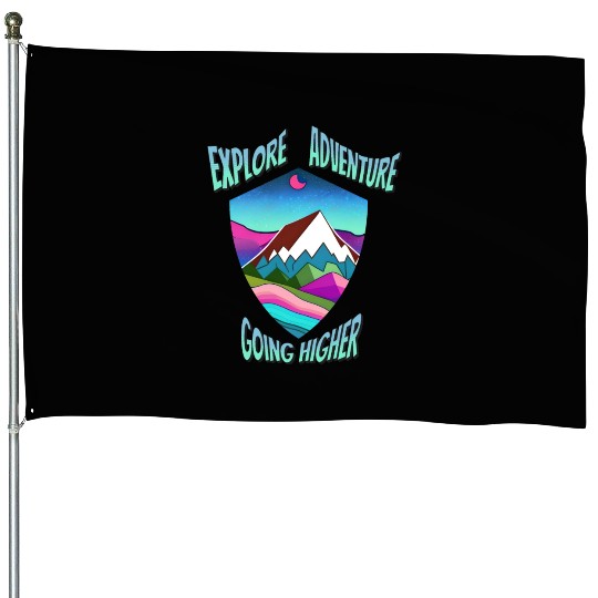 Neon Mountains hiking House Flags