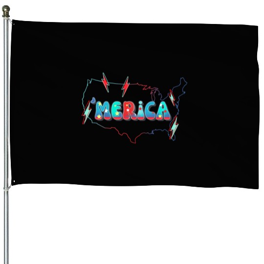 Merica Happy 4Th Of July Independence American Day House Flags