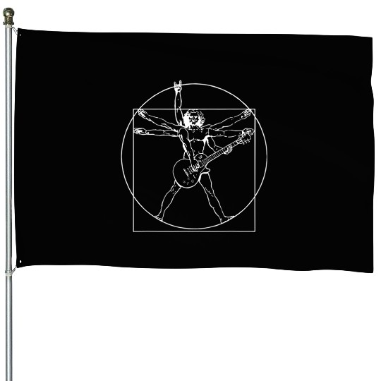 Vitruvian Man Guitar Father's Day Perfect Idea House Flags