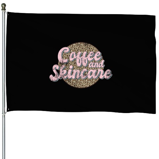 Coffee And incare Leopard Esthetician incare House Flags