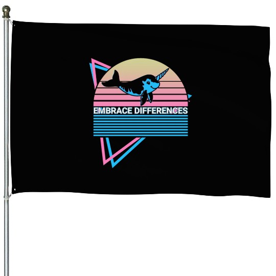 Narwhal Retro House Flags