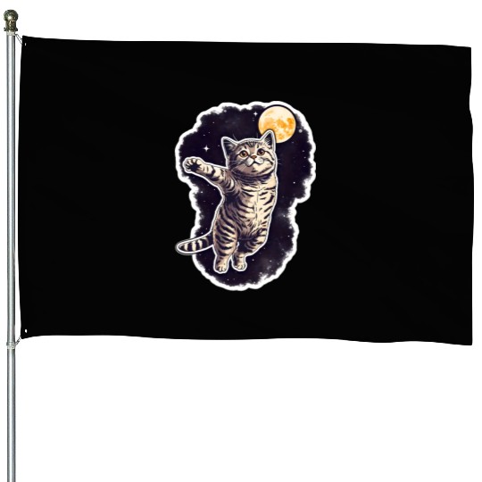 Space cat House Flags