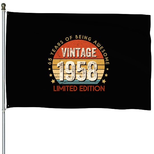 Vintage 1958 House Flags Wo 65Th 65 Year Old