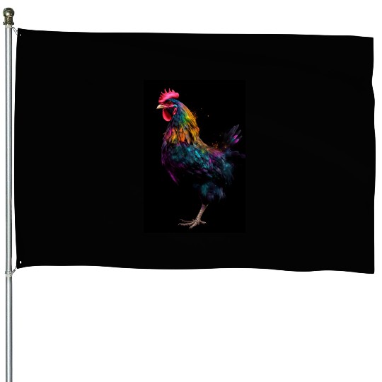 Chicken Colorful Farmer House Flags