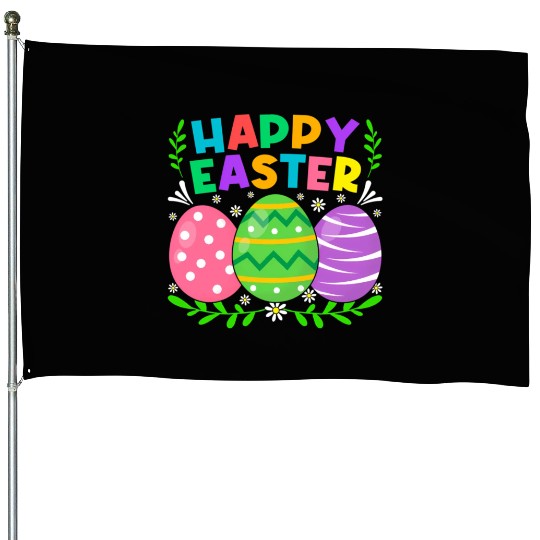 Happy Easter Day Bunny Eggs Easter House Flags