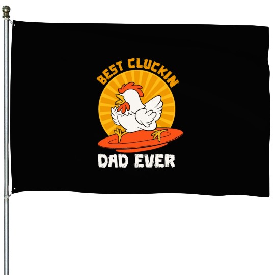 Funny Father's Day Chicken Farmer Dad House Flags