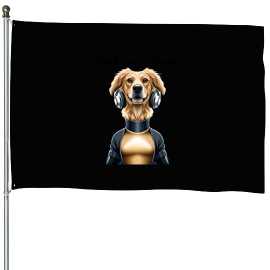 Barktastic Beats-DJ Golden Retriever and Funny Art House Flags