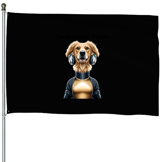 Barktastic Beats-DJ Golden Retriever and Funny Art House Flags