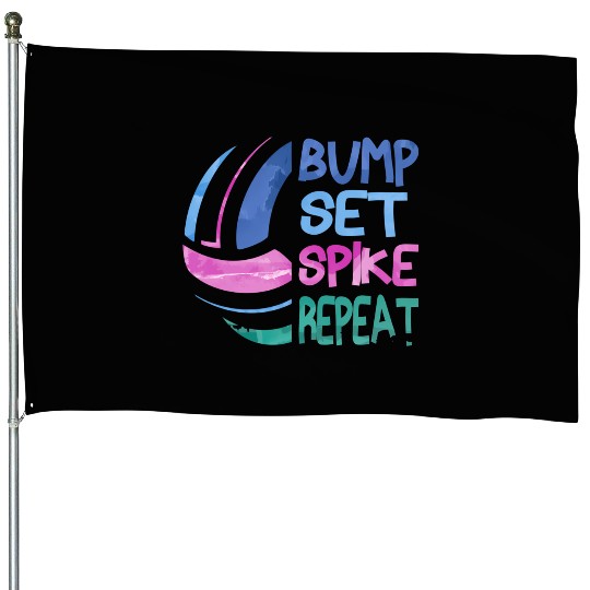 Volleyball Bump Set ke Repeat Blue Purplen House Flags