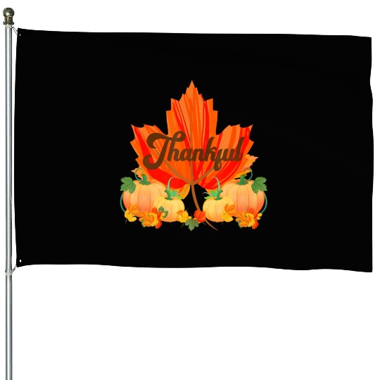 Pumpkin Fall Autumn Thankful Thanksgiving House Flags