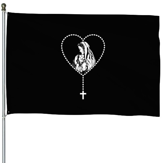 Catholic Christian Rosary Cross Guadalupe Virgin House Flags