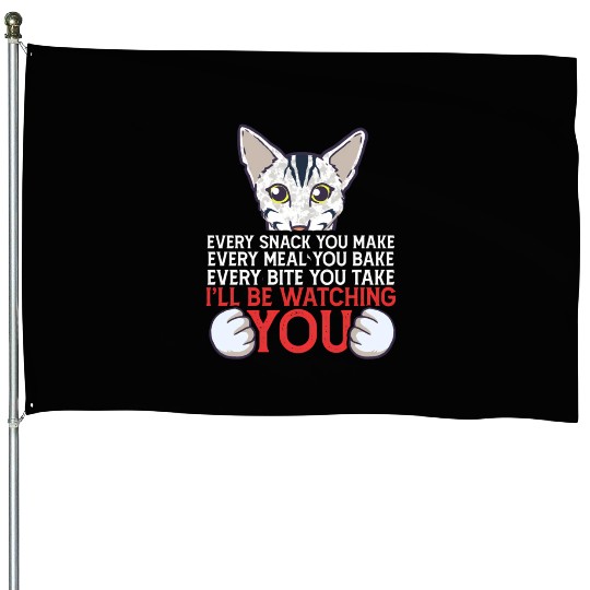 I'Ll Be Watching You Oriental Cat Owner House Flags