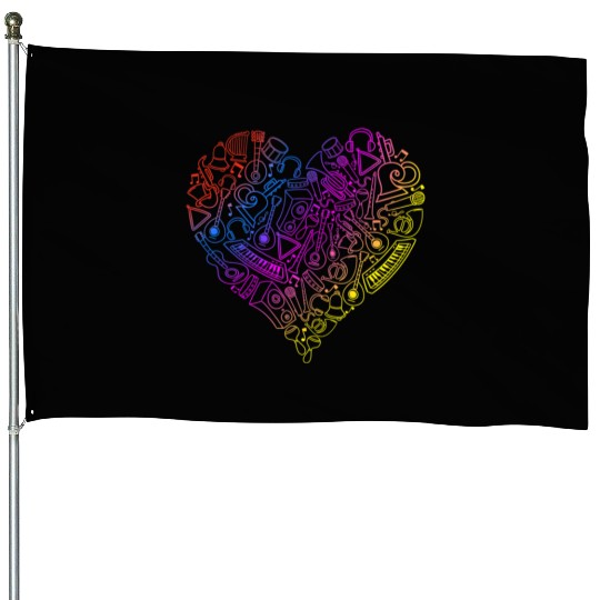 Music Heart Musician Composers Music Lover House Flags