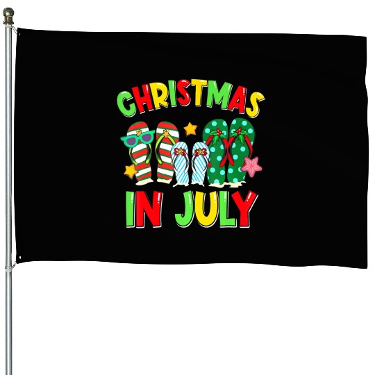 Christmas in July Flip Flops Summer Vacation House Flags