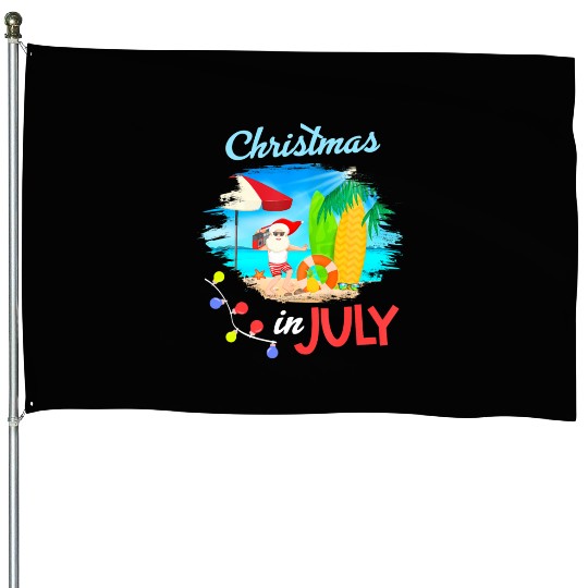 Christmas in July Santa Hawaiian Summer Hawaii House Flags