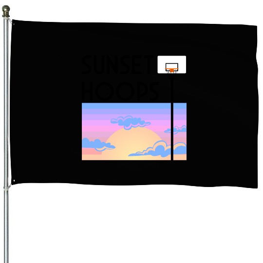 Basketball Gift: Sunset Hoops House Flags