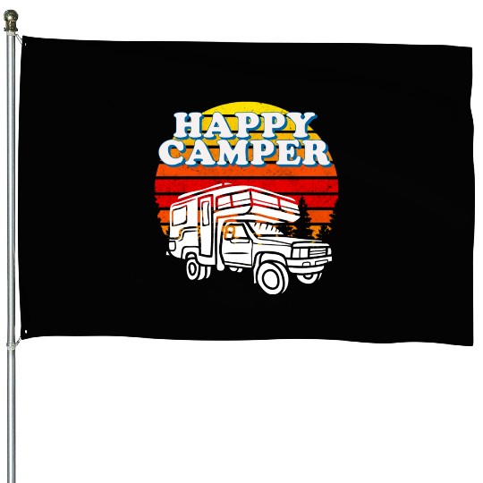 Happy Camper Funny Camping Lover House Flags