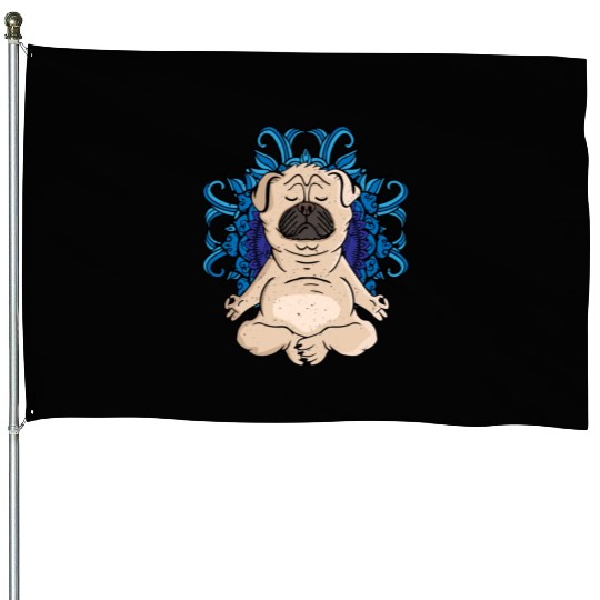 Zen Buddhism Meditation Gift Dog Lover Women Yoga House Flags