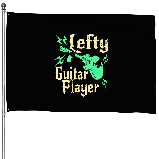 Left Handed Guitar Player Bass Electric Acoustic House Flags