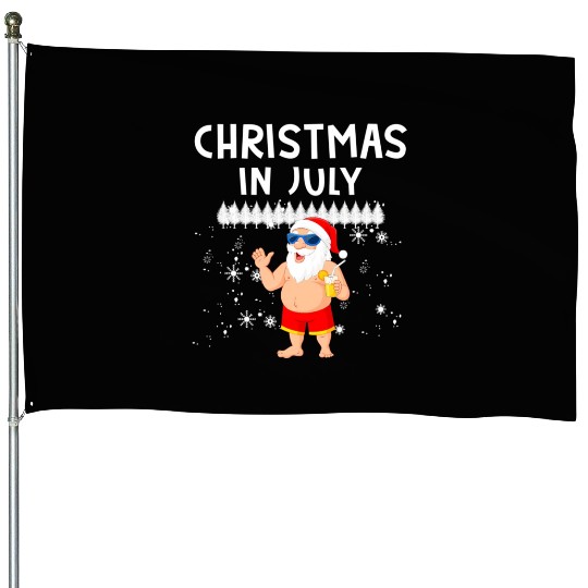 Funny Santa Christmas In July Summer Xmas Gif House Flags
