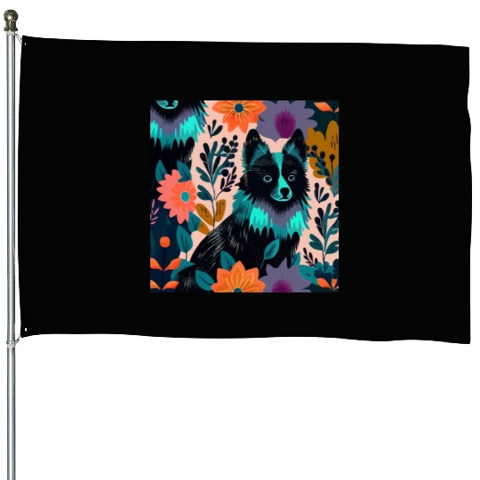 cute colorful Schipperke House Flags