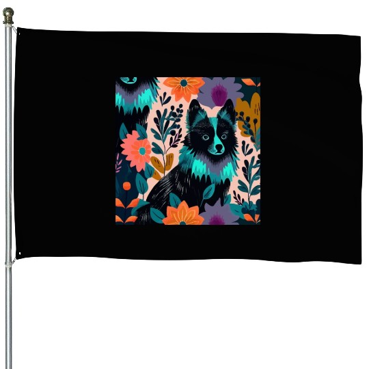 cute colorful Schipperke House Flags