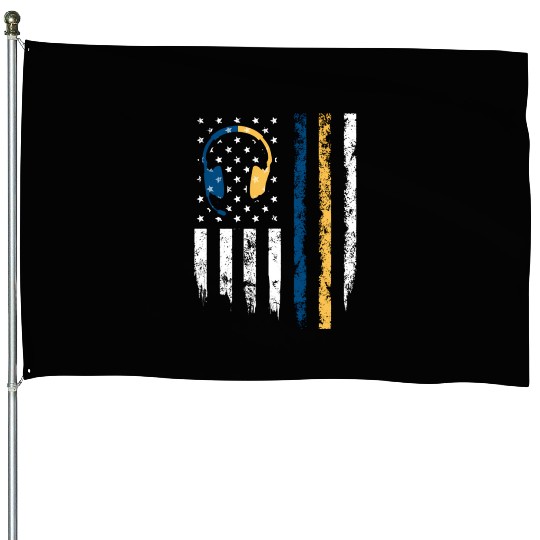Gold Blue Line 911 Police Dispatcher First House Flags