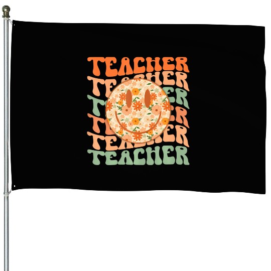 Groovy Teacher Inspirational Colorful Back to House Flags