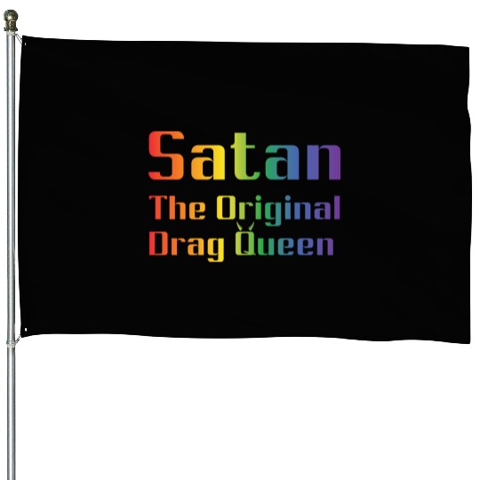 Funny Hail Gay Satan Lgbt Goth Gay Pride Baphomet House Flags