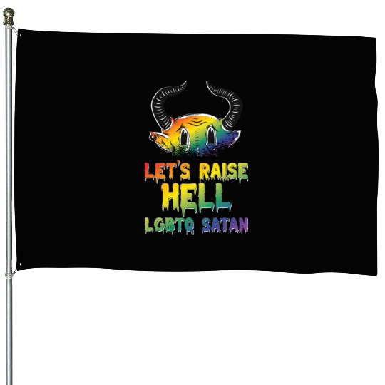 Funny Hail Gay Satan Lgbt Goth Gay Pride Baphomet House Flags