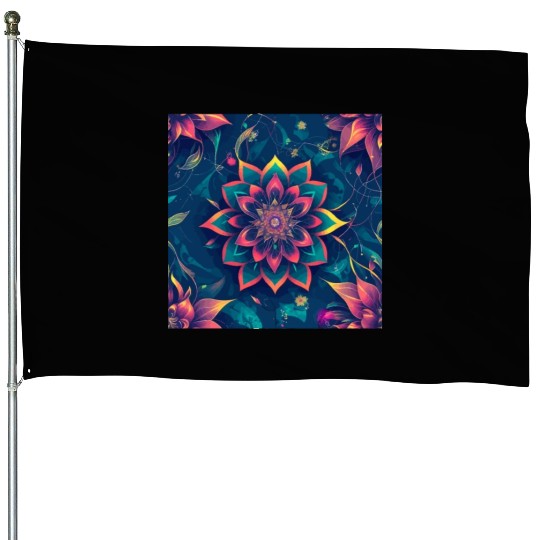 Cyberpunk flowers House Flags
