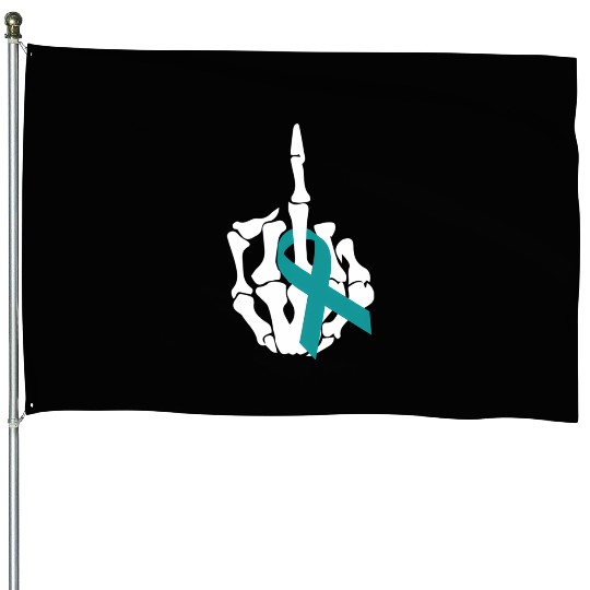 Fuck Ovarian Cancer Middle Finger Ovarian Cancer A House Flags