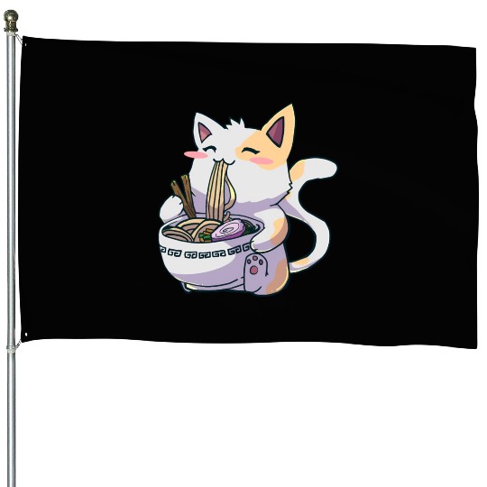 Ramen Cat aii Anime Japanese aii Neko House Flags