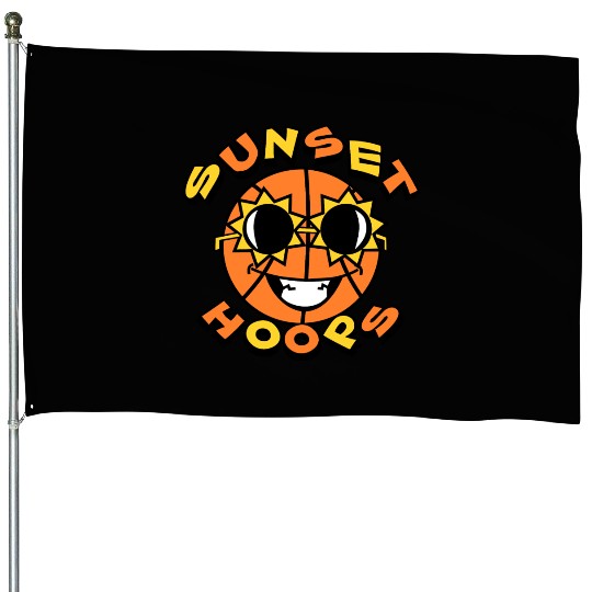 Basketball Gift: Sunset Hoops House Flags