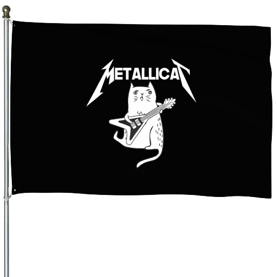 Mettalicat Rock Band Guitar Funny Christmas House Flags