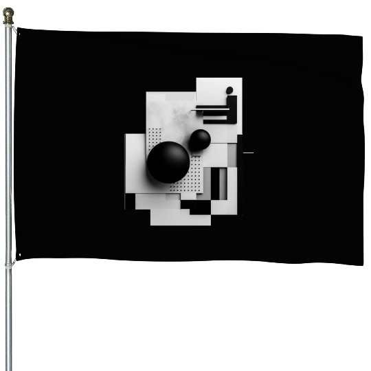 Abstract Circles and Squares House Flags